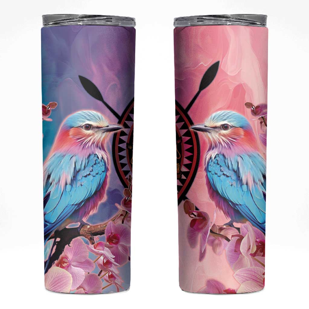 Kenya Lilac-Breasted Roller Skinny Tumbler Coat Of Arms Mix Orchid