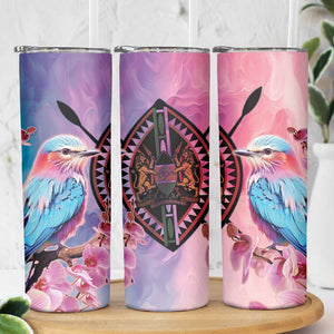 Kenya Lilac-Breasted Roller Skinny Tumbler Coat Of Arms Mix Orchid