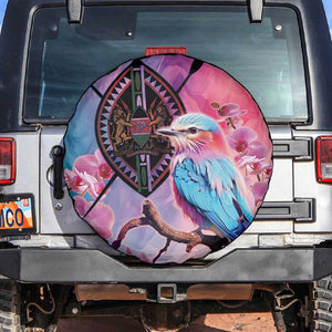 Kenya Lilac-Breasted Roller Spare Tire Cover Coat Of Arms Mix Orchid