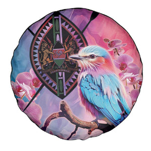 Kenya Lilac-Breasted Roller Spare Tire Cover Coat Of Arms Mix Orchid