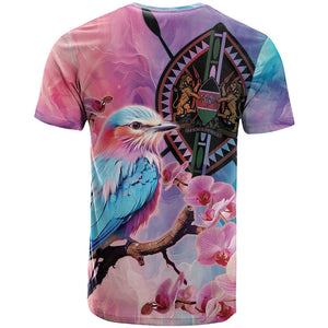 Kenya Lilac-Breasted Roller T shirt Coat Of Arms Mix Orchid