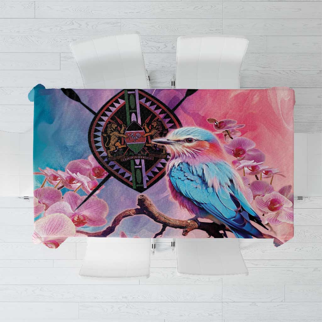 Kenya Lilac-Breasted Roller Tablecloth Coat Of Arms Mix Orchid