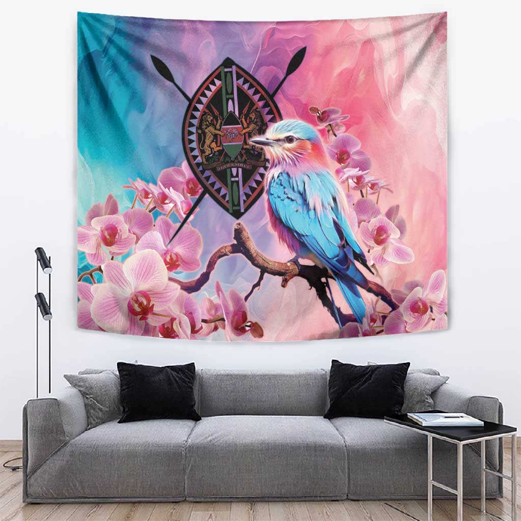 Kenya Lilac-Breasted Roller Tapestry Coat Of Arms Mix Orchid