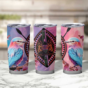 Kenya Lilac-Breasted Roller Tumbler Cup Coat Of Arms Mix Orchid