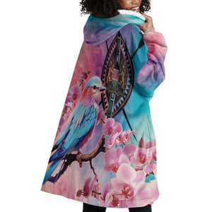 Kenya Lilac-Breasted Roller Wearable Blanket Hoodie Coat Of Arms Mix Orchid