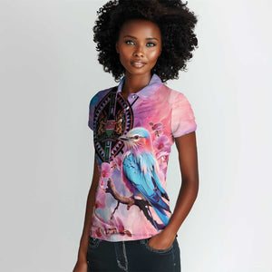 Kenya Lilac-Breasted Roller Women Polo Shirt Coat Of Arms Mix Orchid