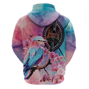 Kenya Lilac-Breasted Roller Zip Hoodie Coat Of Arms Mix Orchid