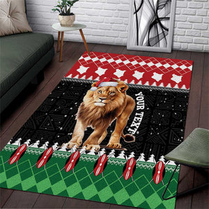 Personalized Kenya Christmas Area Rug Lion Santa - Heri Ya Krismasi!