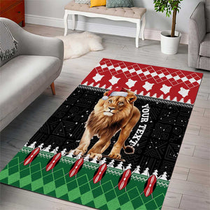 Personalized Kenya Christmas Area Rug Lion Santa - Heri Ya Krismasi!