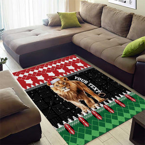 Personalized Kenya Christmas Area Rug Lion Santa - Heri Ya Krismasi!