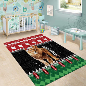 Personalized Kenya Christmas Area Rug Lion Santa - Heri Ya Krismasi!