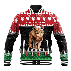 Personalized Kenya Christmas Baseball Jacket Lion Santa - Heri Ya Krismasi! LT14