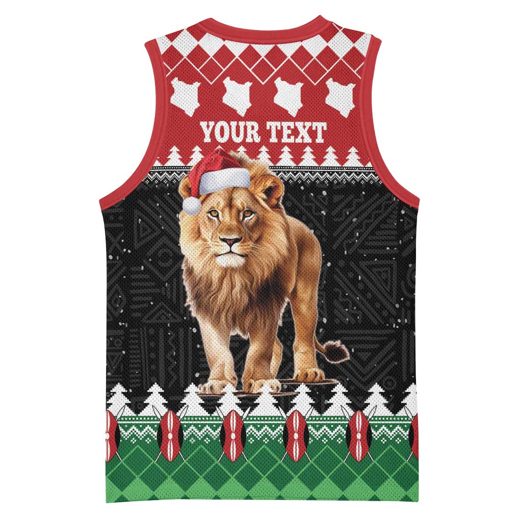 Personalized Kenya Christmas Basketball Jersey Lion Santa - Heri Ya Krismasi! LT14