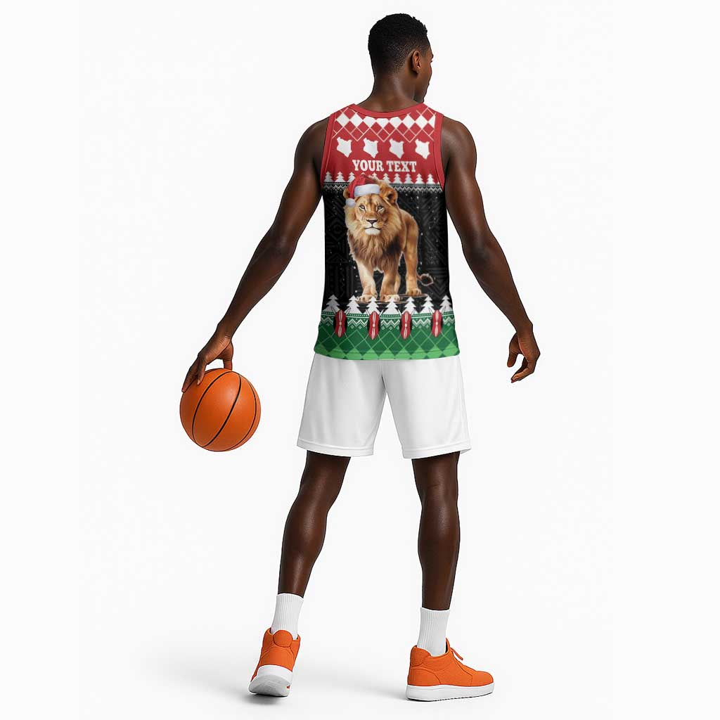 Personalized Kenya Christmas Basketball Jersey Lion Santa - Heri Ya Krismasi! LT14
