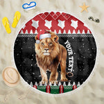 Personalized Kenya Christmas Beach Blanket Lion Santa - Heri Ya Krismasi!