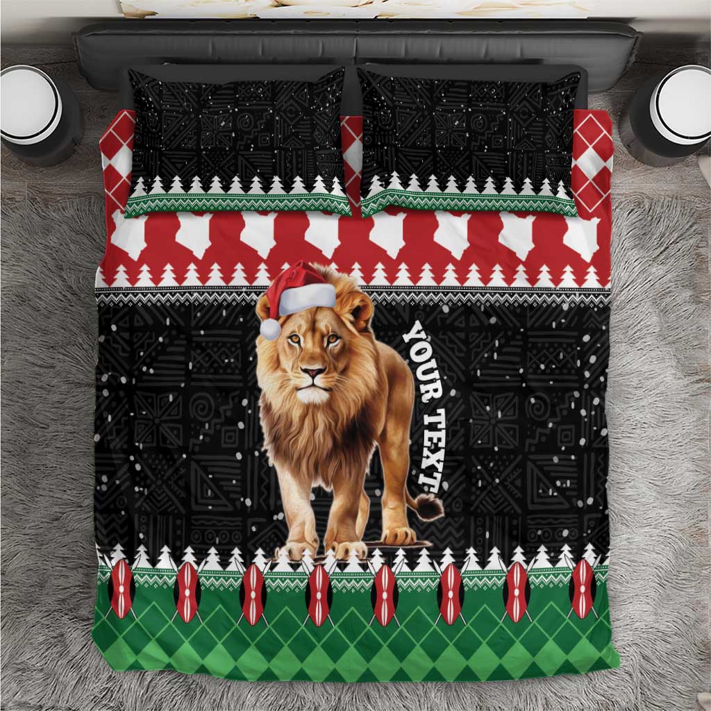 Personalized Kenya Christmas Bedding Set Lion Santa - Heri Ya Krismasi!