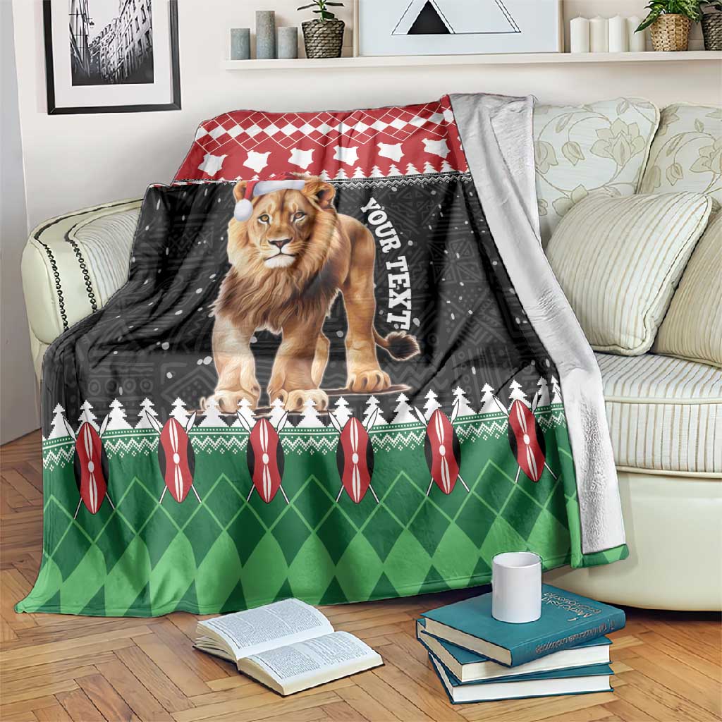 Personalized Kenya Christmas Blanket Lion Santa - Heri Ya Krismasi!