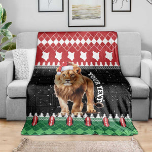 Personalized Kenya Christmas Blanket Lion Santa - Heri Ya Krismasi!