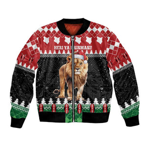 Personalized Kenya Christmas Bomber Jacket Lion Santa - Heri Ya Krismasi!