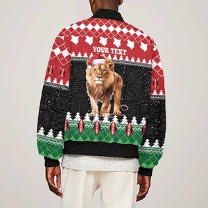 Personalized Kenya Christmas Bomber Jacket Lion Santa - Heri Ya Krismasi!