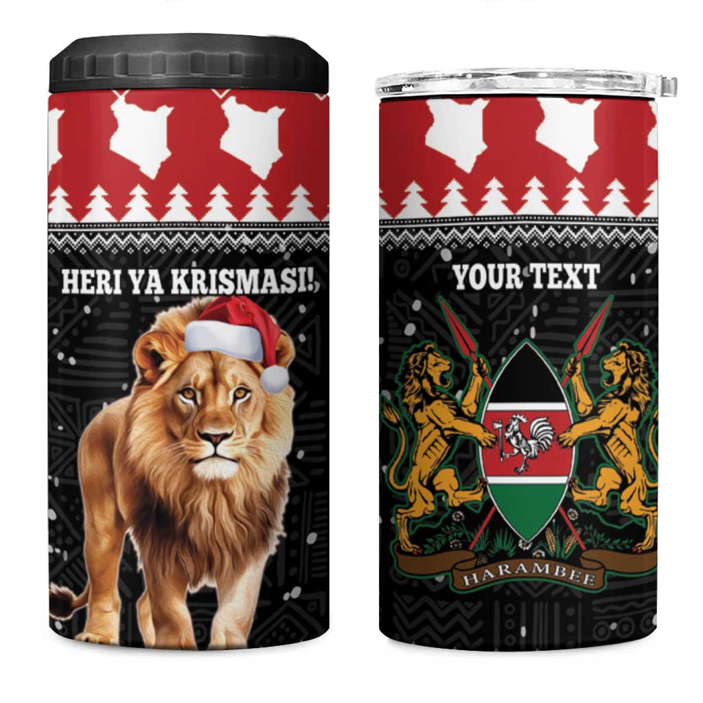 Personalized Kenya Christmas 4 in 1 Can Cooler Tumbler Lion Santa - Heri Ya Krismasi!