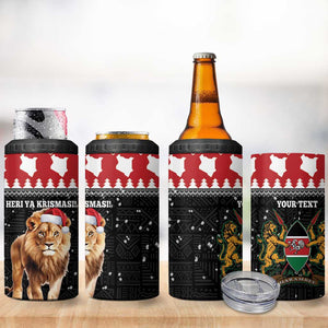 Personalized Kenya Christmas 4 in 1 Can Cooler Tumbler Lion Santa - Heri Ya Krismasi!