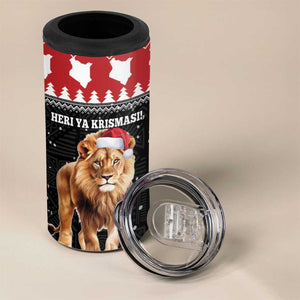 Personalized Kenya Christmas 4 in 1 Can Cooler Tumbler Lion Santa - Heri Ya Krismasi!