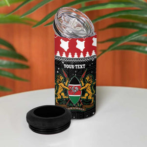 Personalized Kenya Christmas 4 in 1 Can Cooler Tumbler Lion Santa - Heri Ya Krismasi!