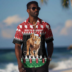 Personalized Kenya Christmas Hawaiian Shirt Lion Santa - Heri Ya Krismasi!