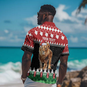 Personalized Kenya Christmas Hawaiian Shirt Lion Santa - Heri Ya Krismasi!