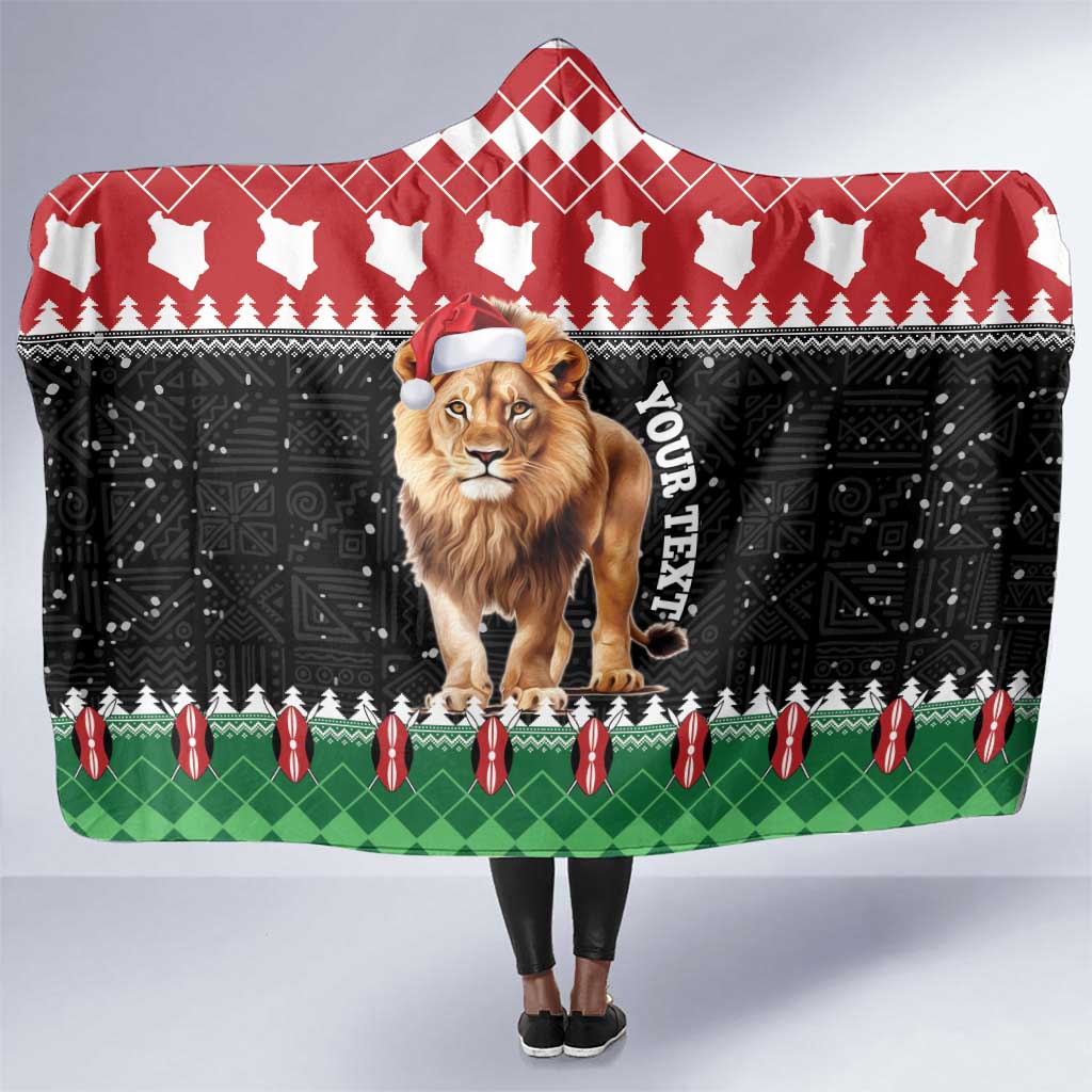 Personalized Kenya Christmas Hooded Blanket Lion Santa - Heri Ya Krismasi!