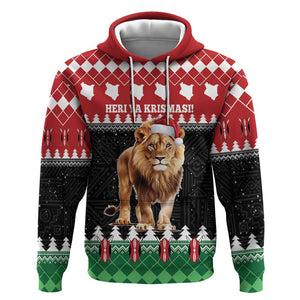 Personalized Kenya Christmas Hoodie Lion Santa - Heri Ya Krismasi!