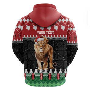 Personalized Kenya Christmas Hoodie Lion Santa - Heri Ya Krismasi!