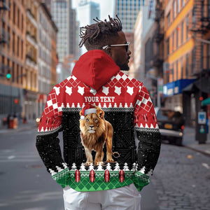 Personalized Kenya Christmas Hoodie Lion Santa - Heri Ya Krismasi!