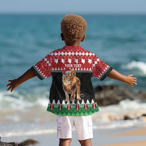 Personalized Kenya Christmas Kid Hawaiian Shirt Lion Santa - Heri Ya Krismasi!