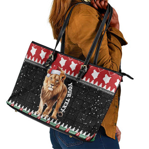 Personalized Kenya Christmas Leather Tote Bag Lion Santa - Heri Ya Krismasi!