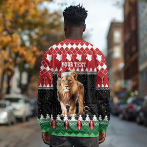 Personalized Kenya Christmas Long Sleeve Shirt Lion Santa - Heri Ya Krismasi! LT14