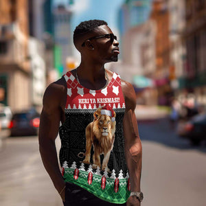 Personalized Kenya Christmas Men Tank Top Lion Santa - Heri Ya Krismasi!