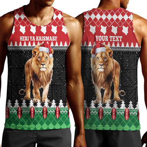 Personalized Kenya Christmas Men Tank Top Lion Santa - Heri Ya Krismasi!