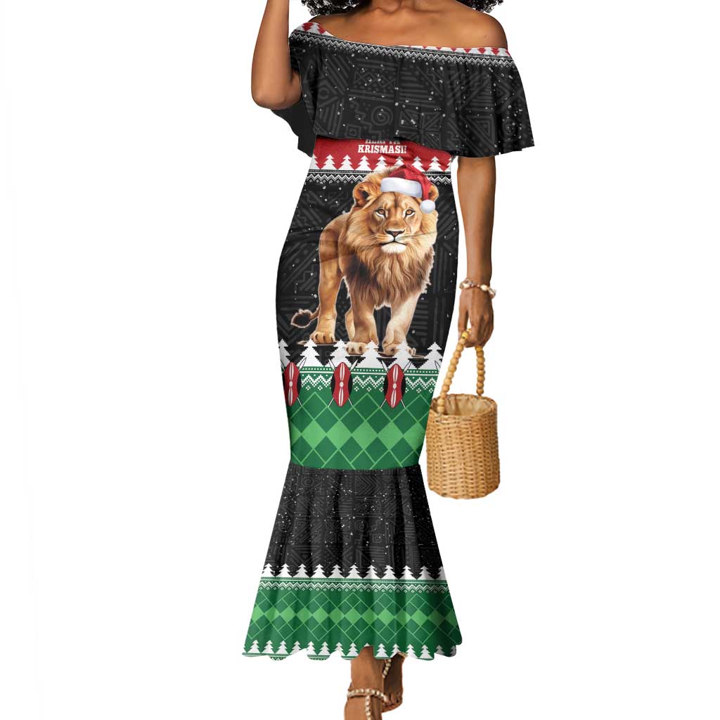 Personalized Kenya Christmas Mermaid Dress Lion Santa - Heri Ya Krismasi!