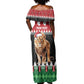 Personalized Kenya Christmas Off Shoulder Maxi Dress Lion Santa - Heri Ya Krismasi!