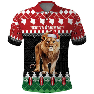 Personalized Kenya Christmas Polo Shirt Lion Santa - Heri Ya Krismasi!