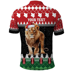 Personalized Kenya Christmas Polo Shirt Lion Santa - Heri Ya Krismasi!