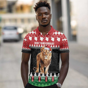 Personalized Kenya Christmas Polo Shirt Lion Santa - Heri Ya Krismasi!