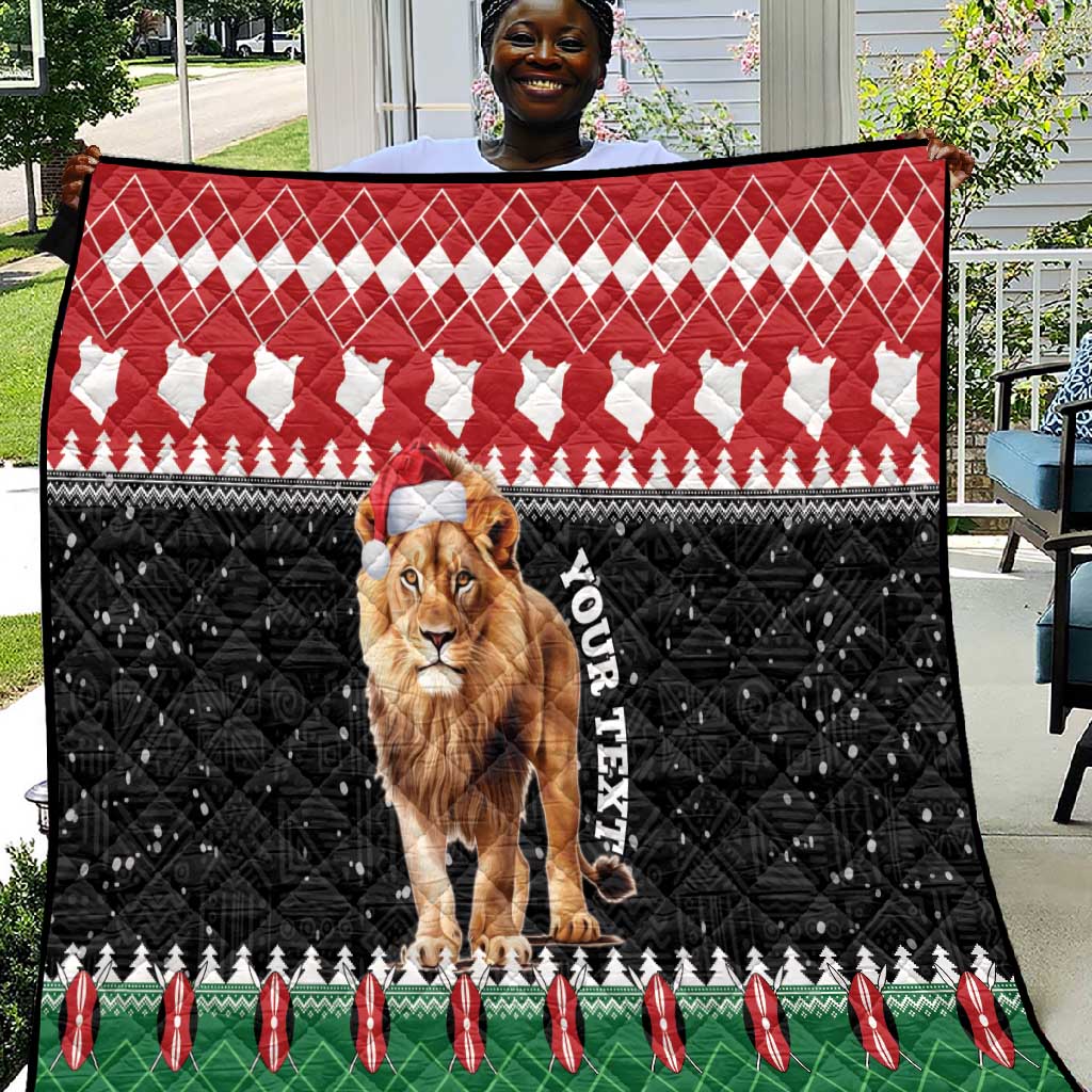 Personalized Kenya Christmas Quilt Lion Santa - Heri Ya Krismasi!