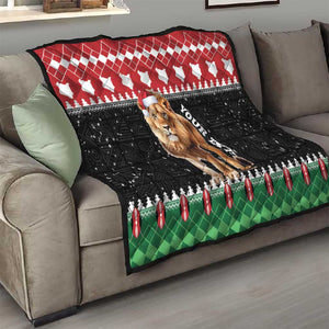 Personalized Kenya Christmas Quilt Lion Santa - Heri Ya Krismasi!