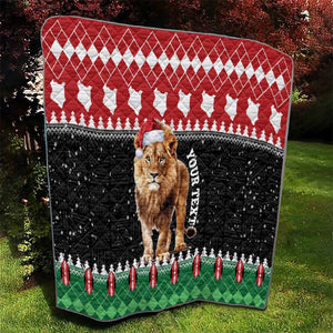 Personalized Kenya Christmas Quilt Lion Santa - Heri Ya Krismasi!