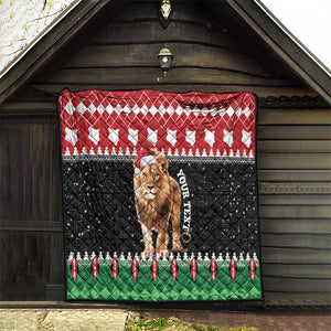 Personalized Kenya Christmas Quilt Lion Santa - Heri Ya Krismasi!