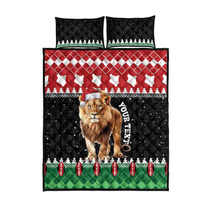 Personalized Kenya Christmas Quilt Bed Set Lion Santa - Heri Ya Krismasi!