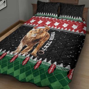 Personalized Kenya Christmas Quilt Bed Set Lion Santa - Heri Ya Krismasi!